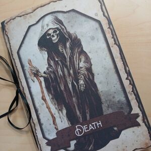 Junk Journal Booklet "SKELETON TAROT" Handmade Fortune Teller 5.5"x8.5"  40pg